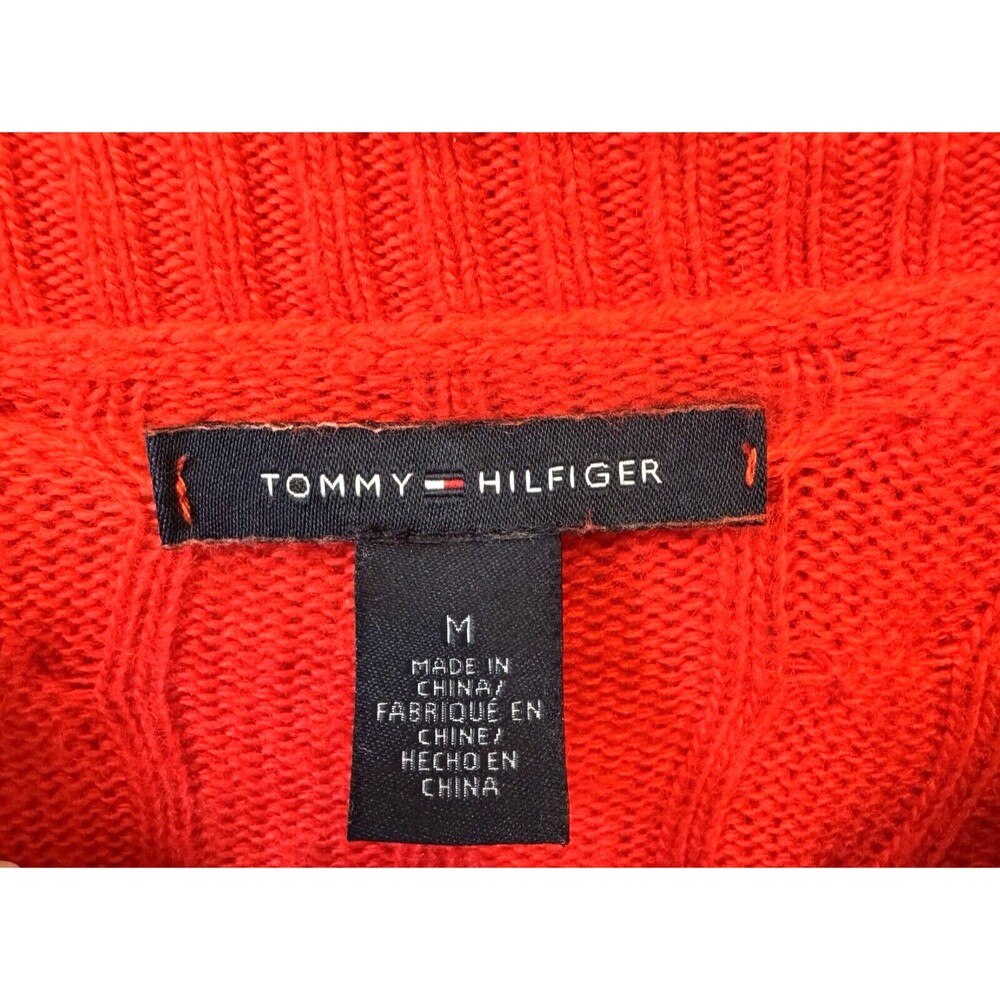 Tommy Hilfiger M Red Cable Knit Viscose Blend Sweater‎ - Picture 7 of 10
